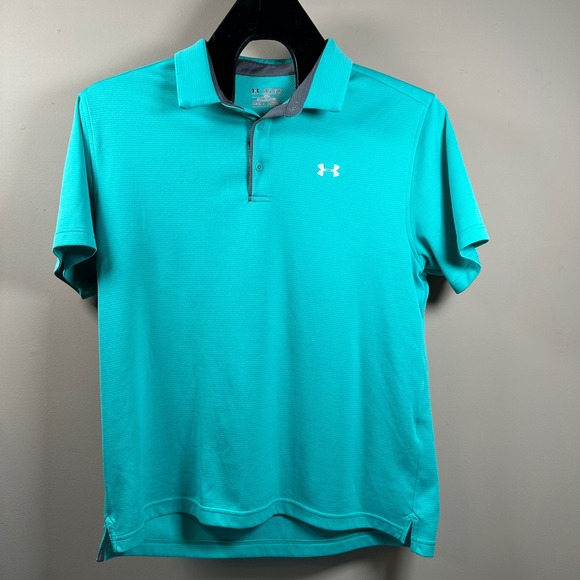 Under Armour Other - Under Armour Mens 2XL Aqua Blue HeatGear Loose Fit Performance Polo Shirt